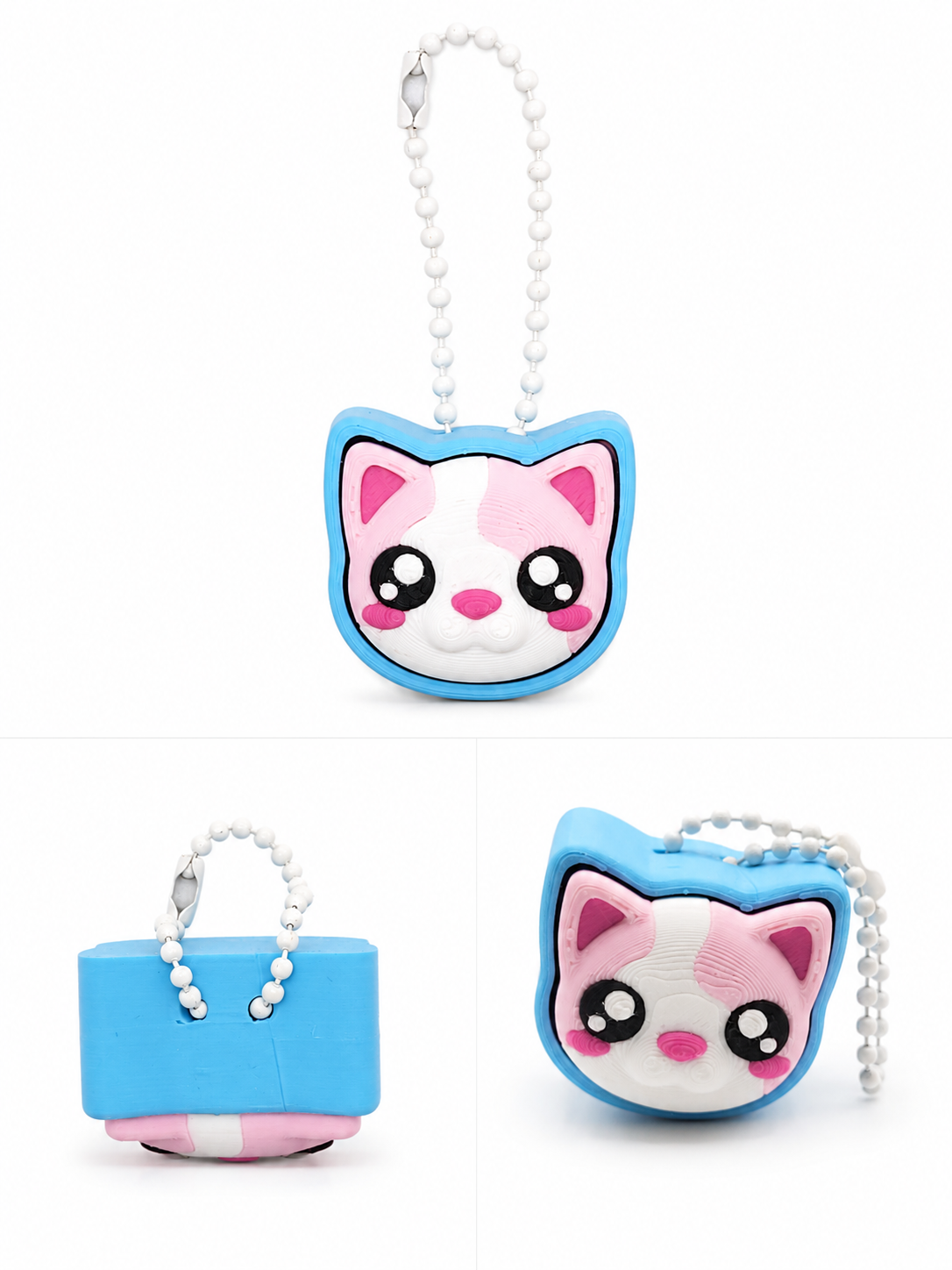 Cute Kitty Clicker Keychain – 3D Printed Fidget Toy