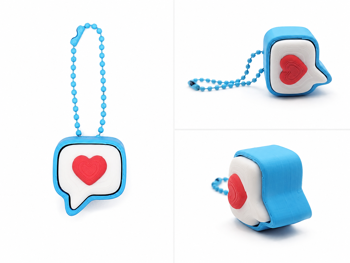 3D Printed Heart Message Bubble Clicker Keychain