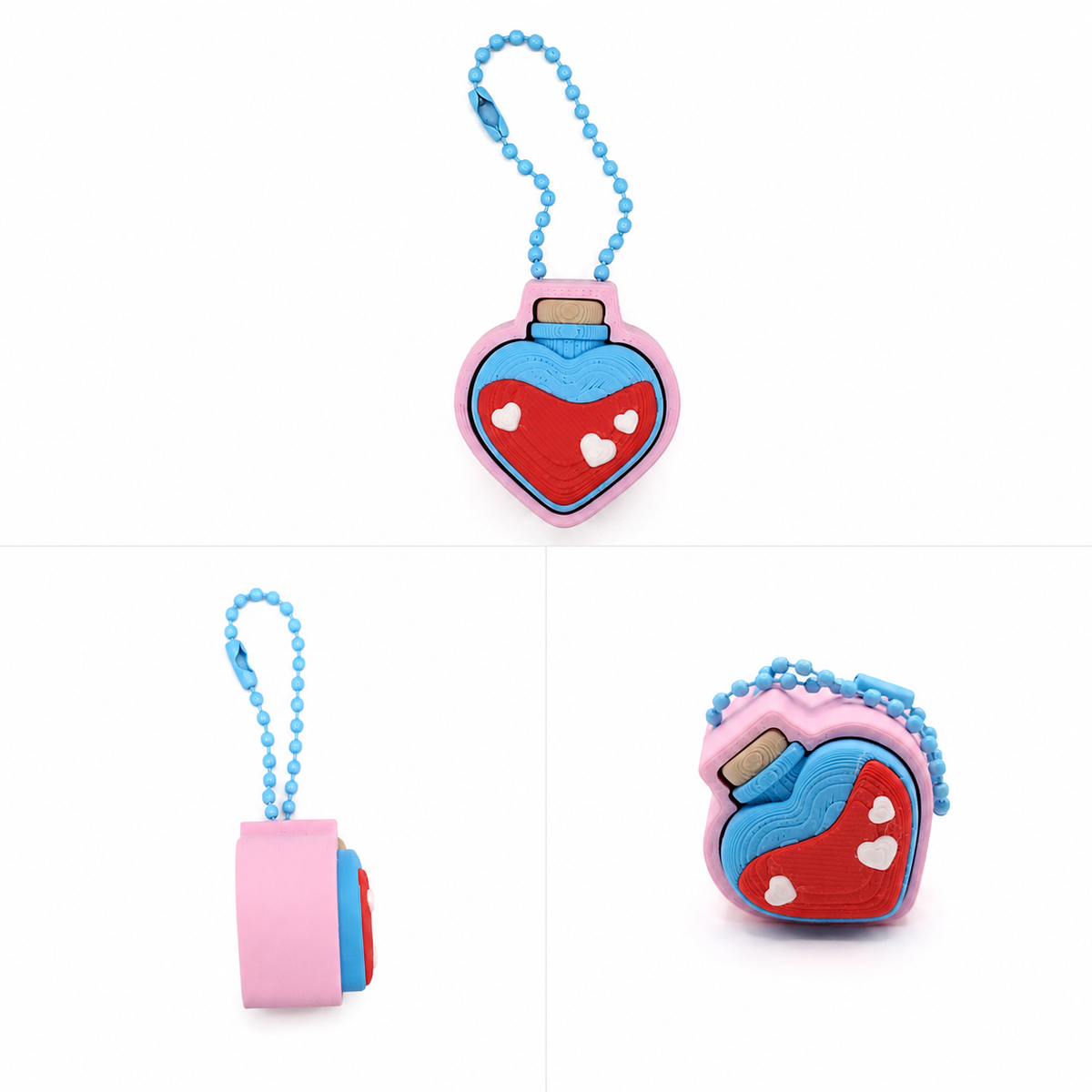 Heart Potion Clicker Keychain – 3D Printed Fidget Toy