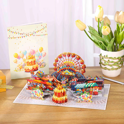 Happy Birthday Theme Park Pop-Up Card