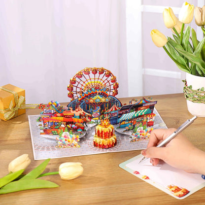 Happy Birthday Theme Park Pop-Up Card
