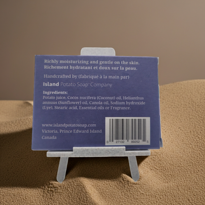 Back of Island Potato Soap on sandune
